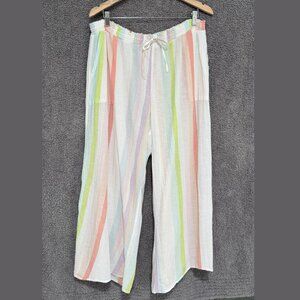 GAP Wide Leg Crinkle Stripe Pants Neon Vert Lounge, Beach, Sleep
